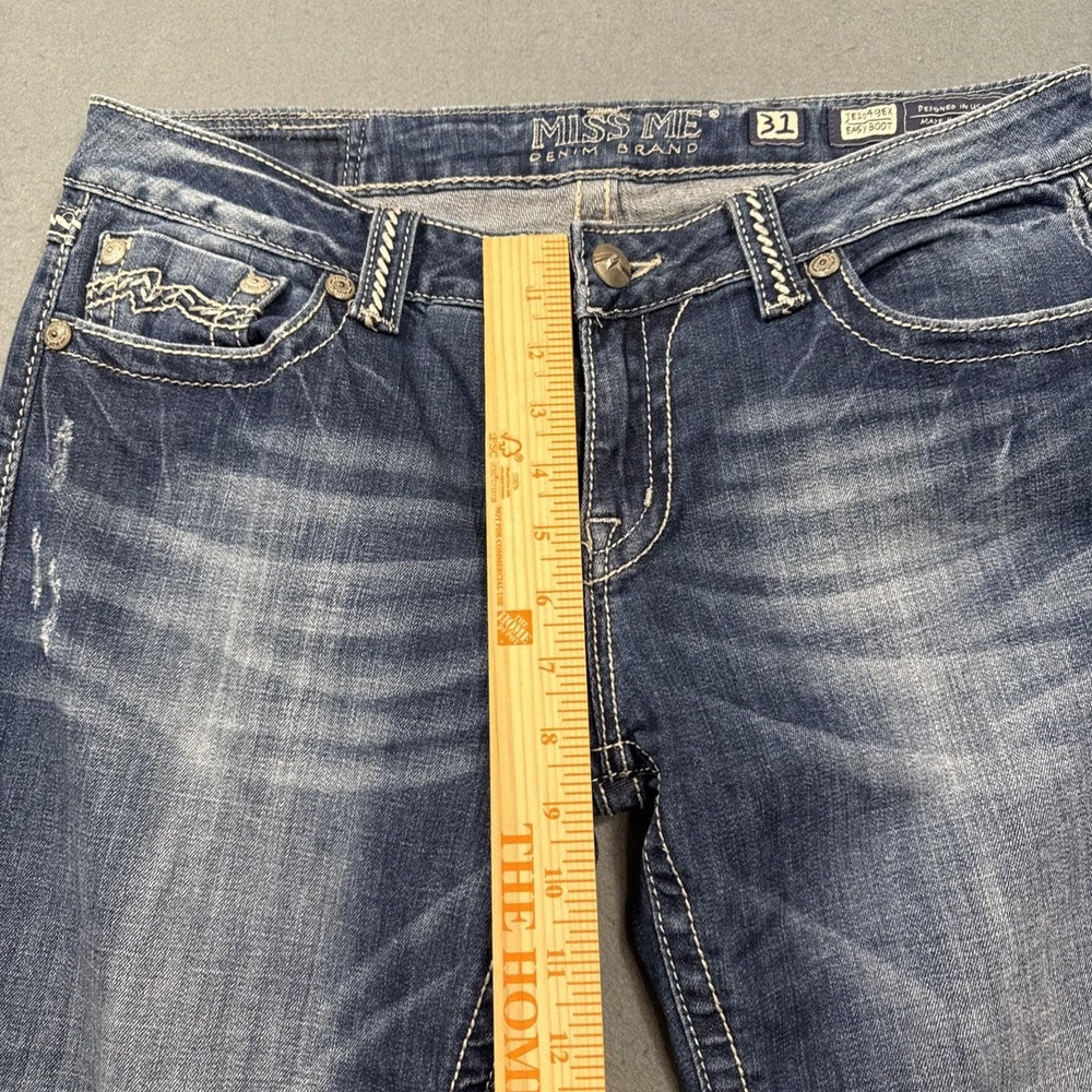 Miss Me jeans womens 33 eASY boot stretch jE1049EX embellished tHICK sTITCH - Picture 7 of 12